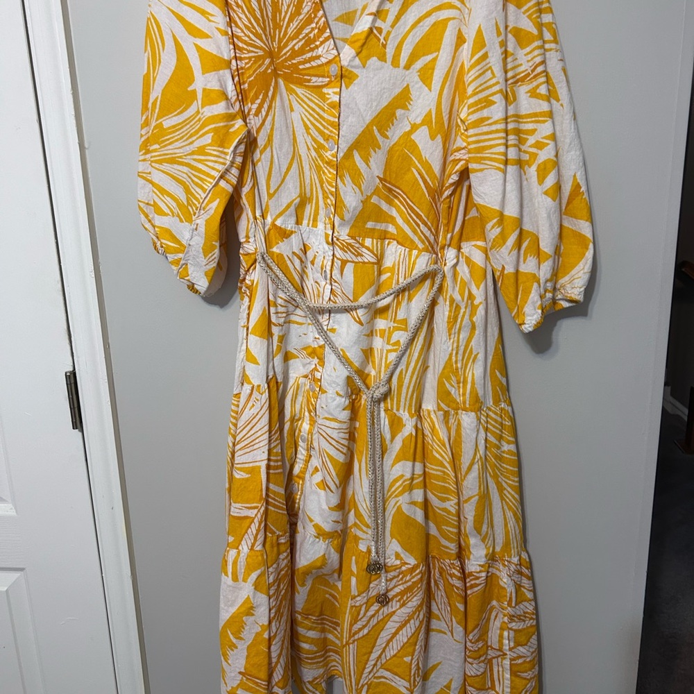 Mlle Gabrielle Yellow and White Wrap Sundress